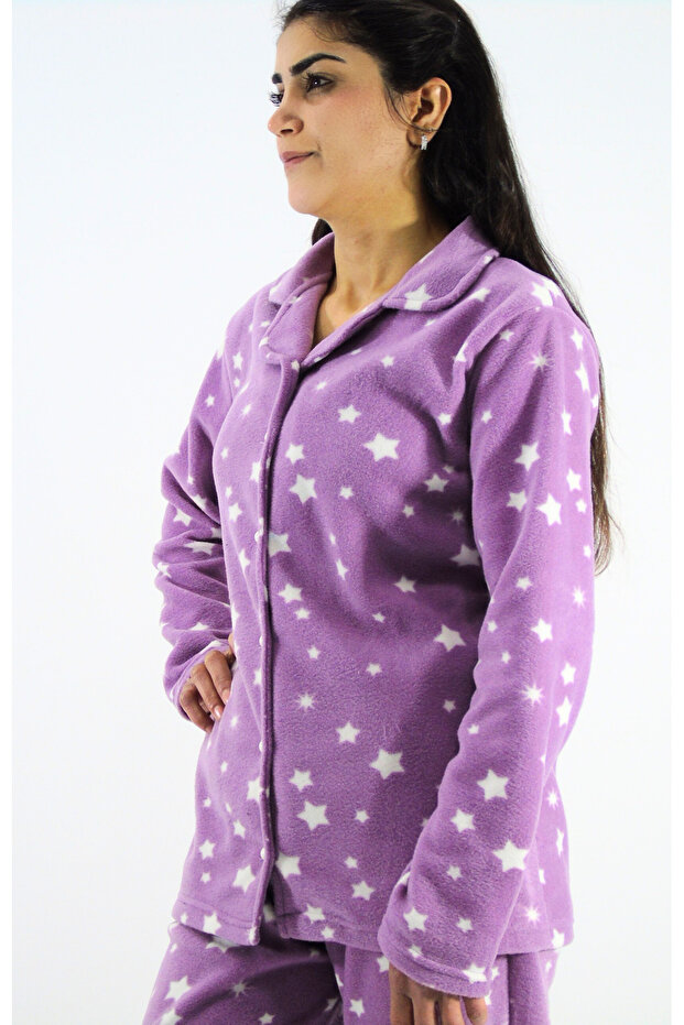Front Buttoned Polar Pajama Set - 3