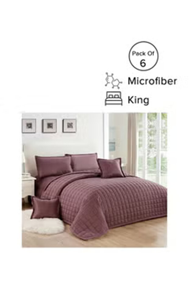 طقم لحاف من الألياف الدقيقة باللون الأرجواني مكون من 6 قطع - 2