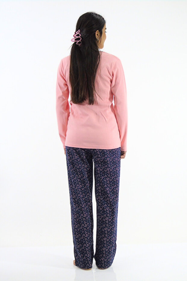 Collar Buttoned Interlock Pajama Set - 4