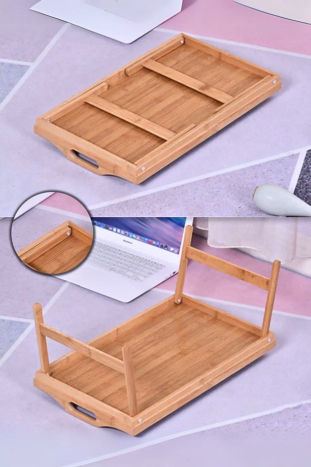 Mithra Life Katlanır Ayaklı Portatif Bambu Yatak Koltuk Piknik Keyif Tepsisi MIT1142 - 4
