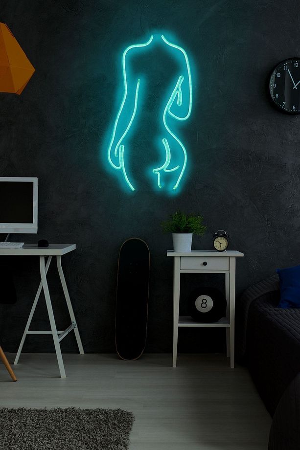 Mavi Neon Led Duvar Yazısı Dekoratif Işıklı Gece Lambası Duvar Süsü - 4