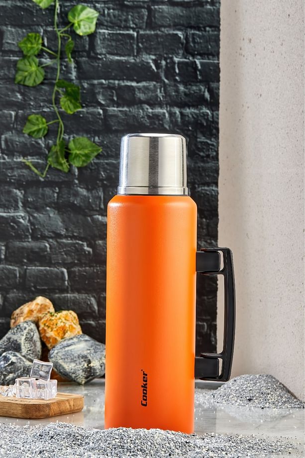 1.5 Litre Çift Katlı Çelik Termos-24 Saat Sıcak, 48 Saat Soğuk, Kulplu (Kamp, Piknik, Ofis, Seyahat) - 1