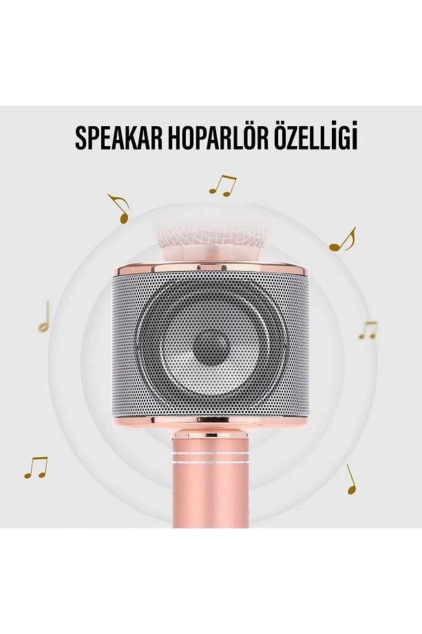 Karaoke Mikrofon Kablosuz Bluetooth Dahili Hoparlörlü Speaker - 6