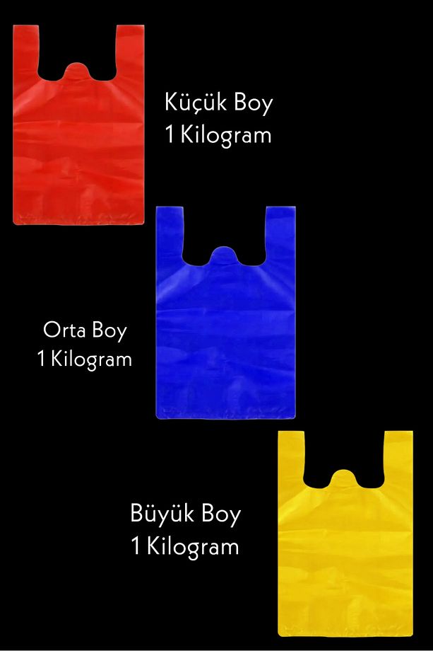 3 Kilogram 3 Boy Kalın Renkli Pazar Poşeti Karpuz Poşeti Manav Poşeti Küçük-Orta-Büyük Boy - 2