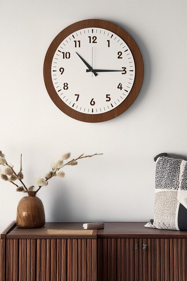 Dekoratif Yeni Modern Maia Ahşap Duvar Saati 48cm - 8