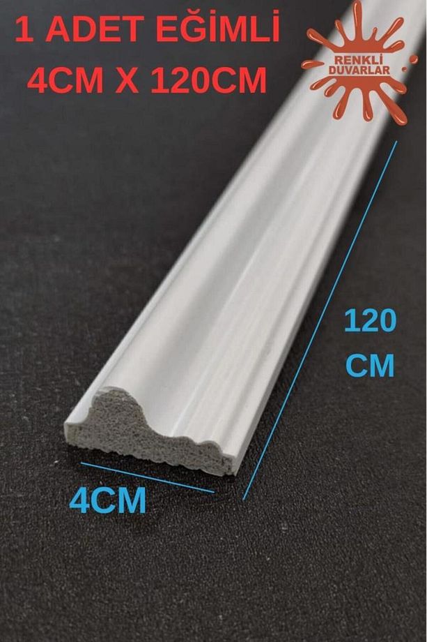 Dekoratif Boyanabilir 1 Adet 4 cm x 120 cm Eğimli Polistren Duvar Çıtası Salon Koridor Tablo Çıta - 3