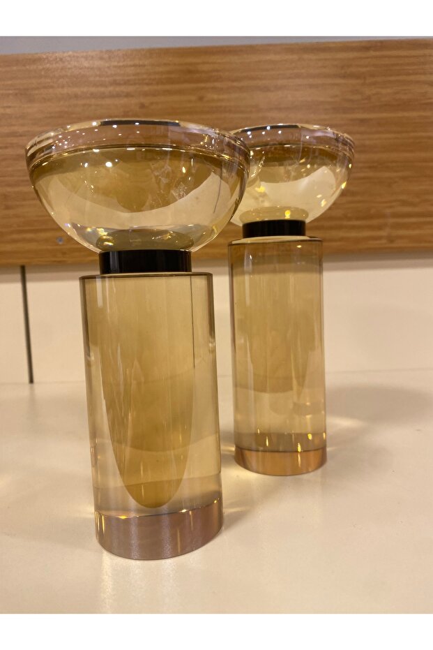 MUMLUK ŞAMDAN 2'Lİ KRİSTAL BAL SİYAH SİLİNDİR MODEL - 3