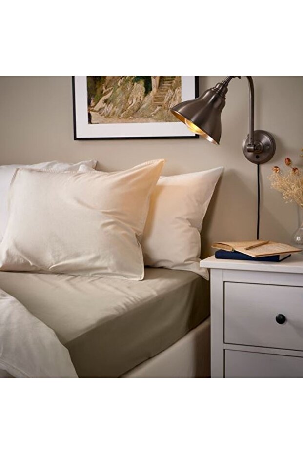 - Ullvide, Fitted Sheet, Gray-Beige, 90X200 cm