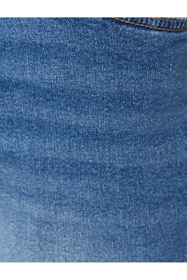 Kot Şort Slim Fit Düğmeli Cepli Katlı Paça Detaylı - 6