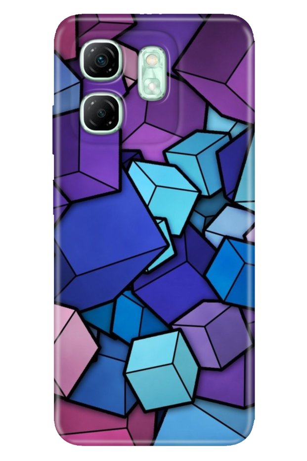 Infinix Hot 50i - حافظة ذكية 9 منقوشة من مادة TPU سيليكون 4D مكعبات