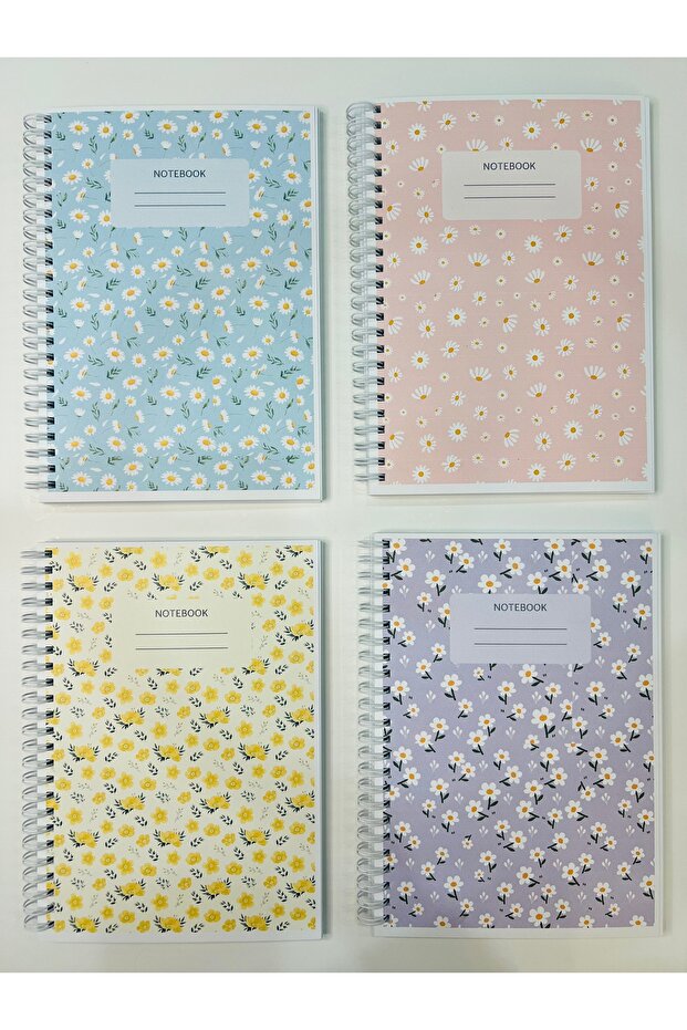 A5 Spiral School Notebook 80 Sheets Set of 4 Plaids Cardboard Cover