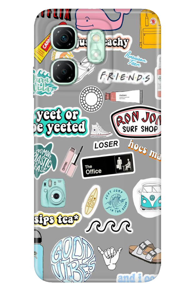 Infinix Hot 50I - Smart 9 Case Patterned Tpu Silicone Sticker Style