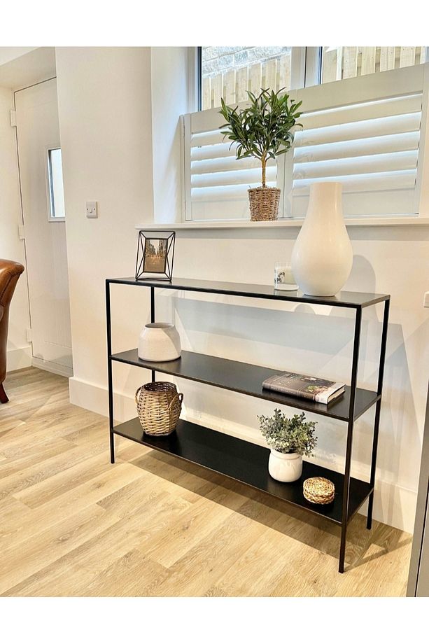 Celestia Dresuar Kahve Köşesi Modern Konsol 100 cm Siyah Ahşap - 2