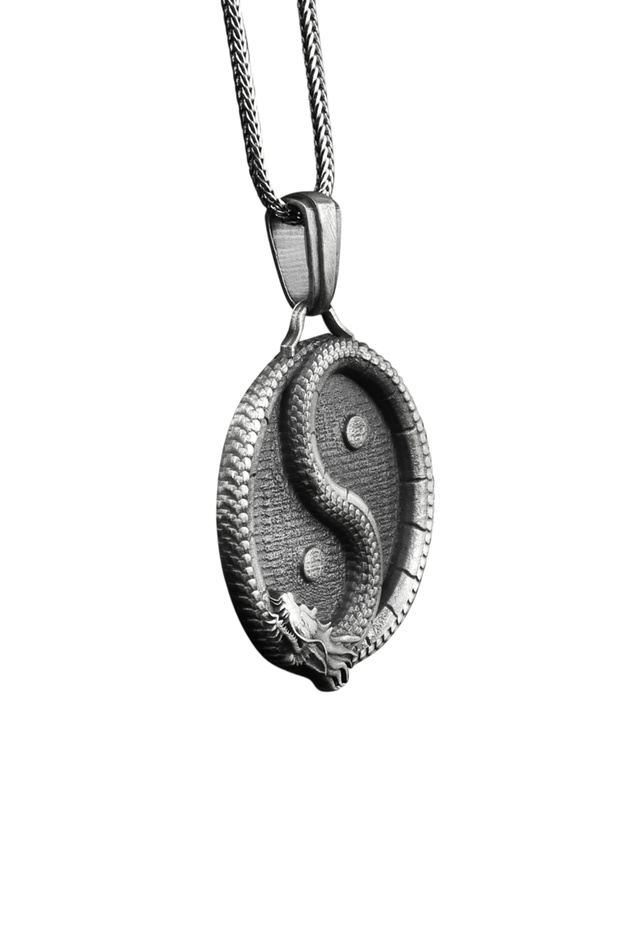 Ying Yang Ve Ejderha Gümüş Kolye - 2