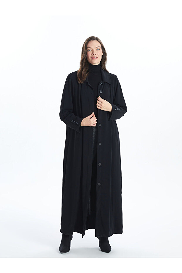 Black Shirt Collar Women's Top Coat
