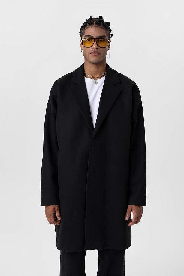 Oversize Uzun Erkek Kaşe Palto - 1