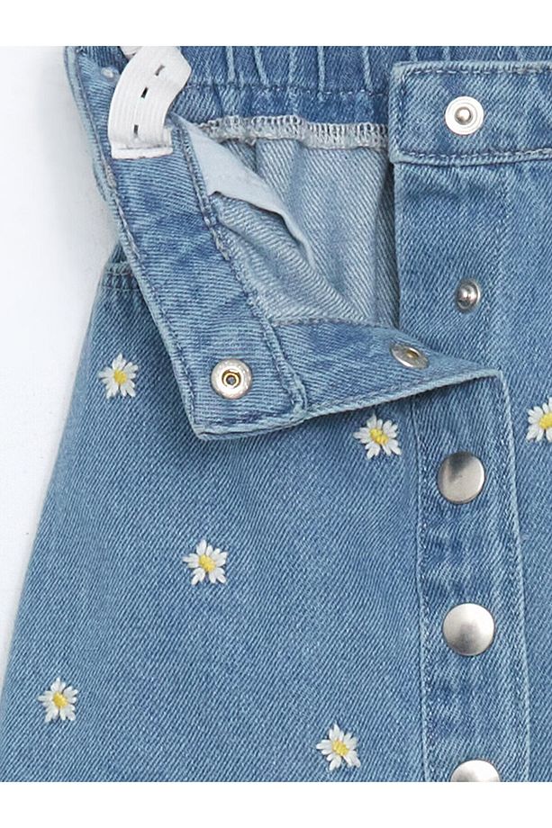 Lcwk Beli Ayarlanabilir Çiçekli Kız Çocuk Jean Etek - 3
