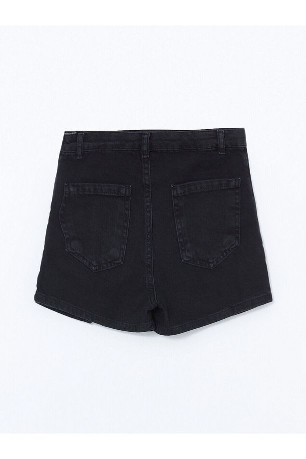 LCW Kids Siyah Basic Kız Çocuk Jean Şort Etek - 3