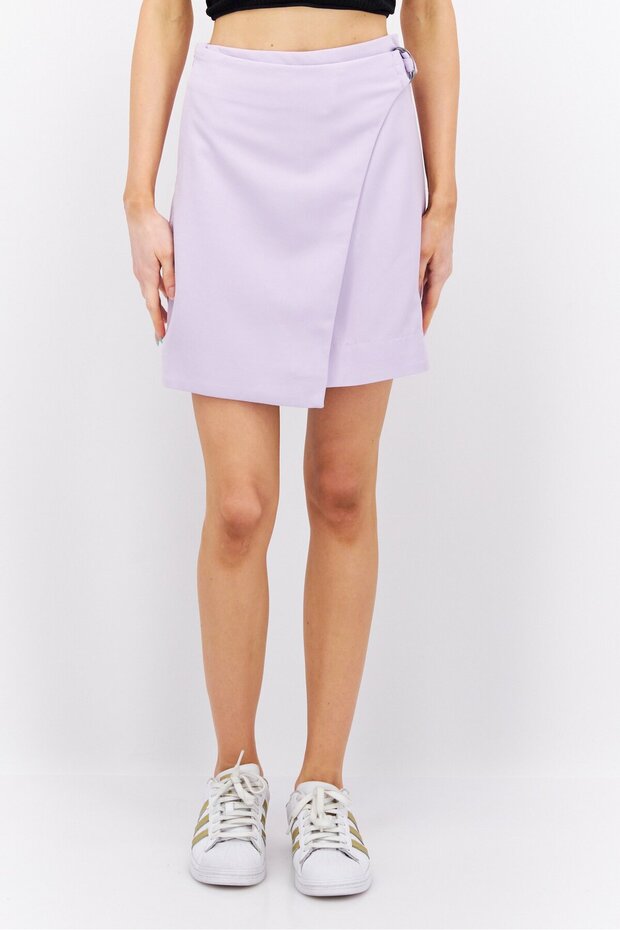 Women Solid Mini Skirt, Lilac