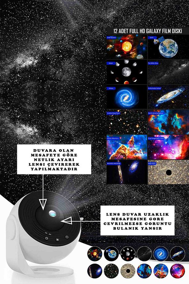 Galaxy Planetaryum Starry Projektör / 12 Diskli - 1