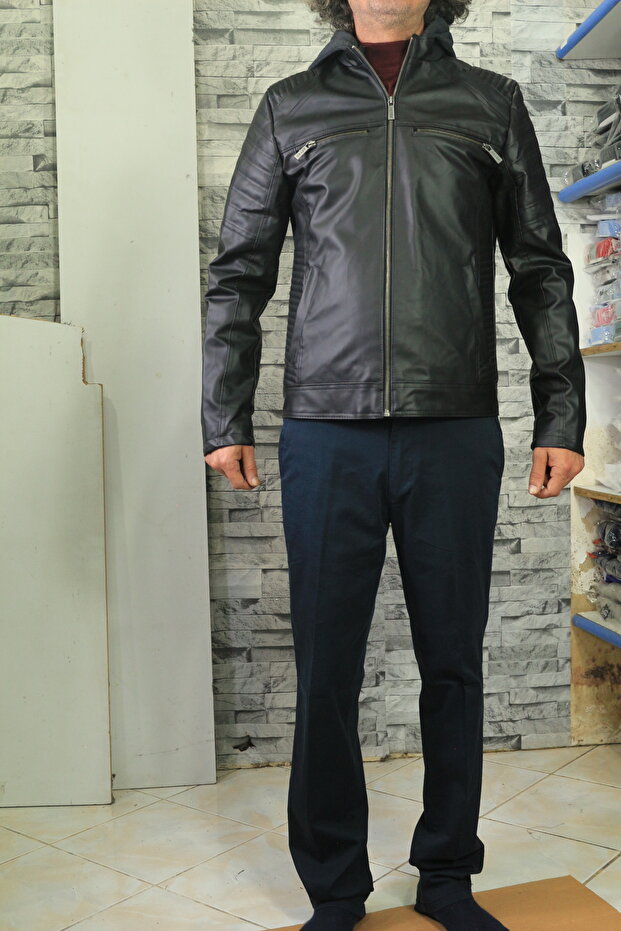 Men's Leather Coat Slim Fitting