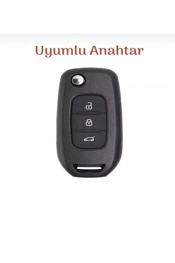 Megane 4 Joy - Clio 5 Captur Taliant Express Sustalı 3 Buton Nano Anahtar Kılıfı Siyah Gümüş Renk - 2