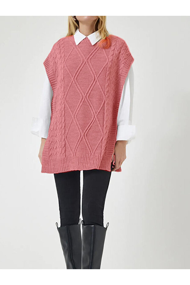 Women's Sweater with Side Tie Knitting Detail 75cm