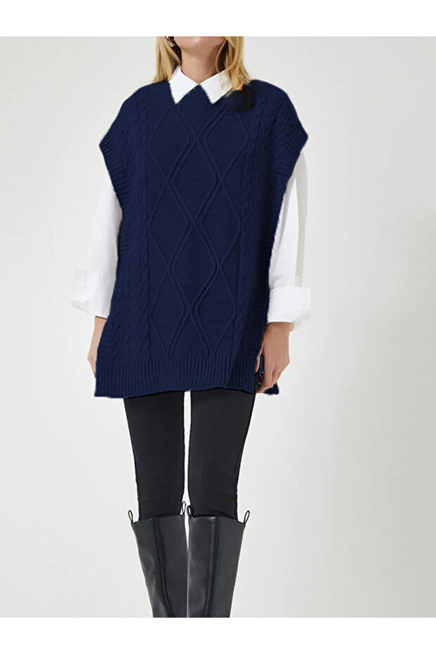 Women's Sweater with Side Tie Knitting Detail 75cm
