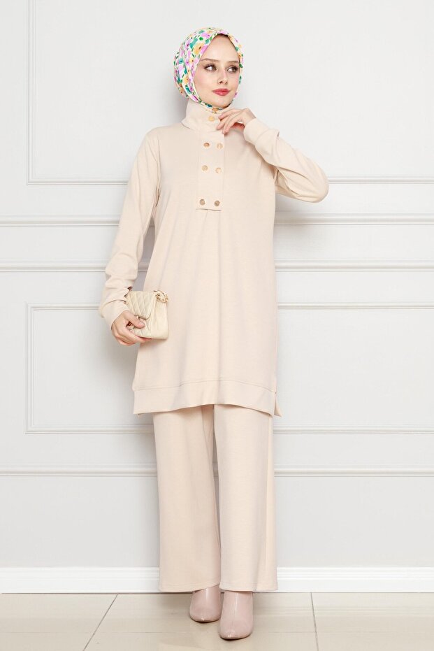 Beige Color Double Suit Set