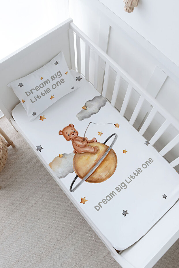 Baby Size Fitted Sheet Set - Pure Baby Series - Bear Holding a Star