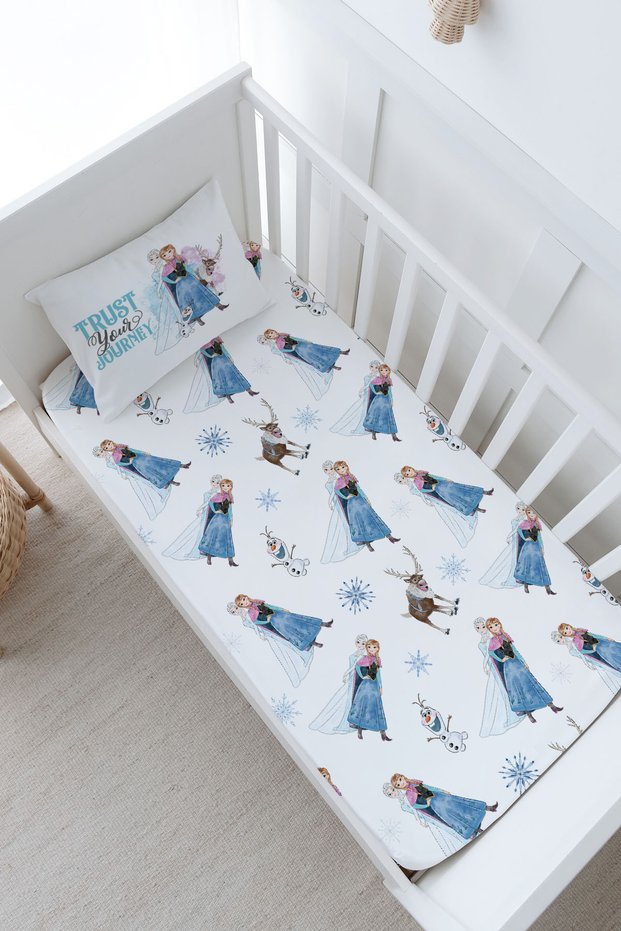 Baby Size Fitted Sheet Set - Cartoon Series - Snow Queen and Sister