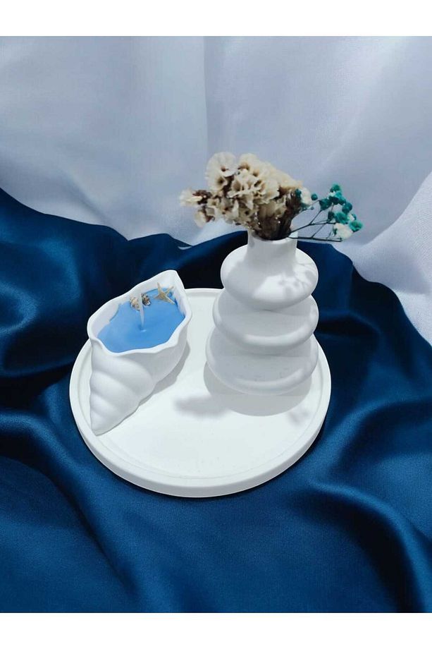 Sunum Tabağı Takılık Süslük Dekoratif Vazo & Biblo Kokulu Mum&şamdan %100 Soya Wax & Taş Tozu - 1