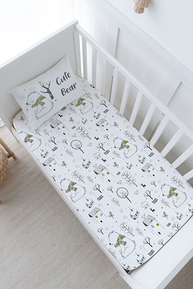 Mother's Side Crib Elastic Sheet Set - for Baby Series - Scarfed Polar Bear