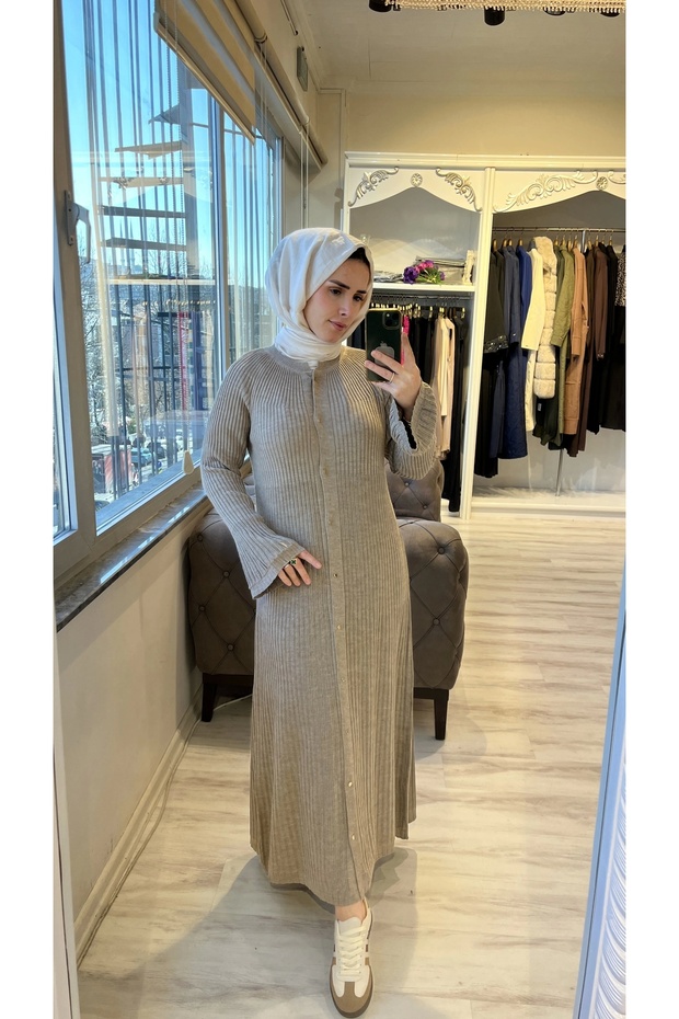 İNVEE 7073 Yün Karışımlı Hırka - Sütlü Kahve - 2