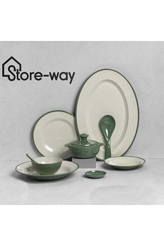 طقم عشاء ميلامين مكون من 40 قطعة - 1