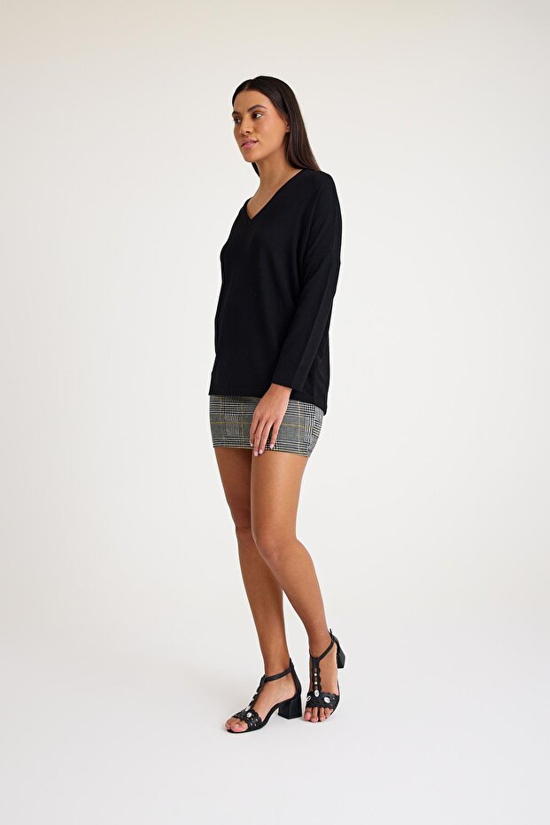 V Yaka Yarasa Kol Basic Triko Kazak - 3