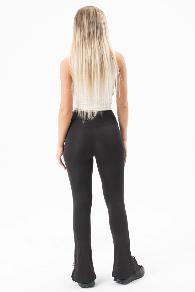 High Waist Spanish Leg Diving Leggings with Black Front Slit