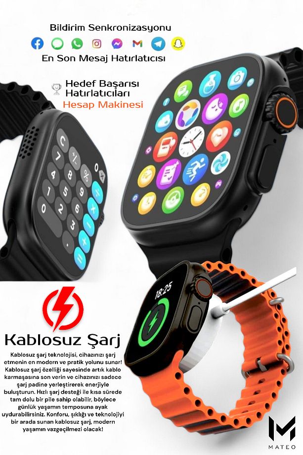 ULTRA Akıllı Saat Siyah 49mm Bluetooth, Arama Özellikli, Sağlık Sensörlü, iOS & Android Uyumlu - 4
