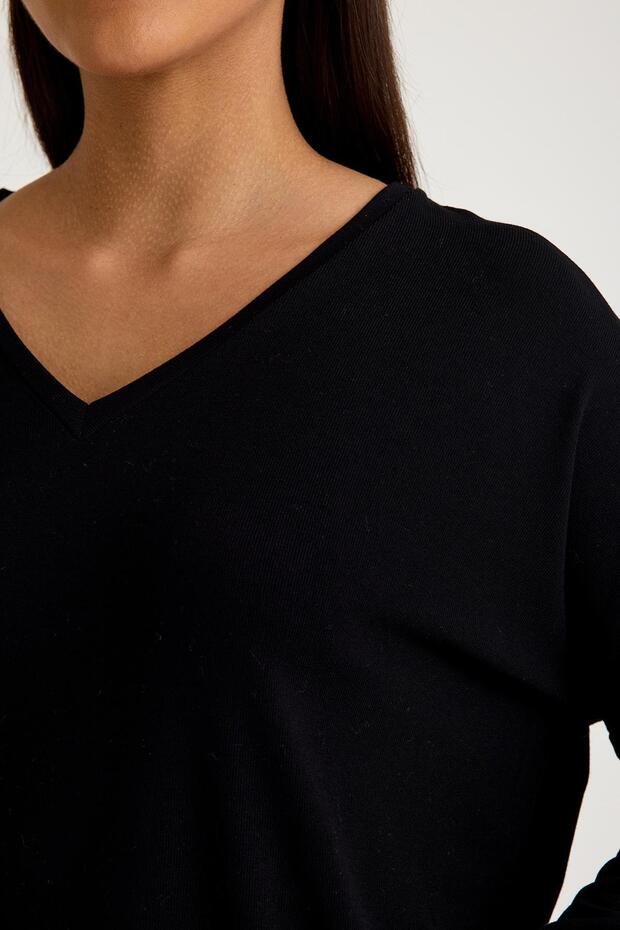 V Yaka Yarasa Kol Basic Triko Kazak - 8