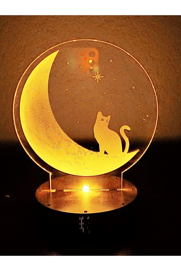 Catmoon 3d akrilik gece lambası