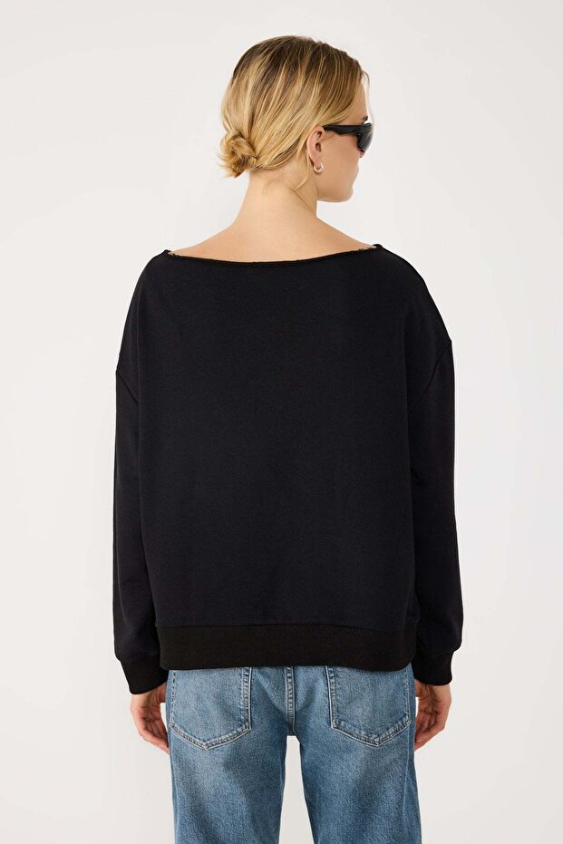 Sweatshirt mit U-Boot-Ausschnitt - 5