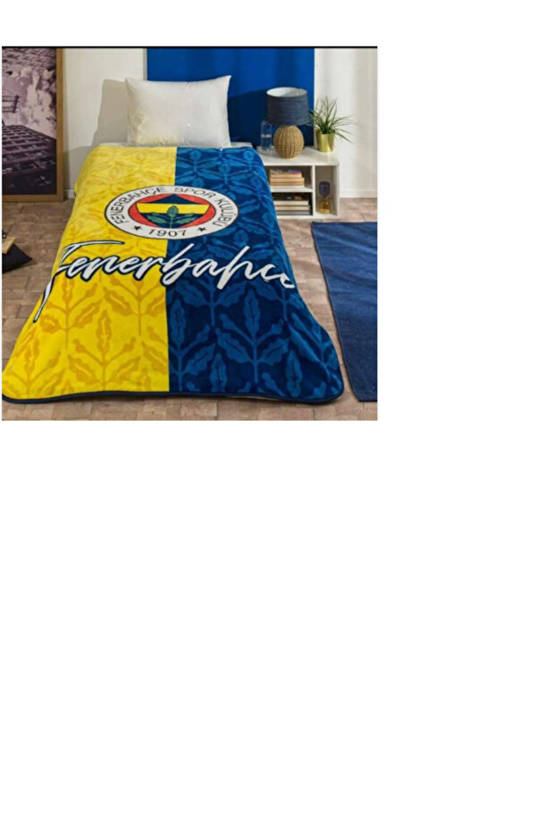 Fenerbahçe Yellow Navy Blue Single Winter Blanket