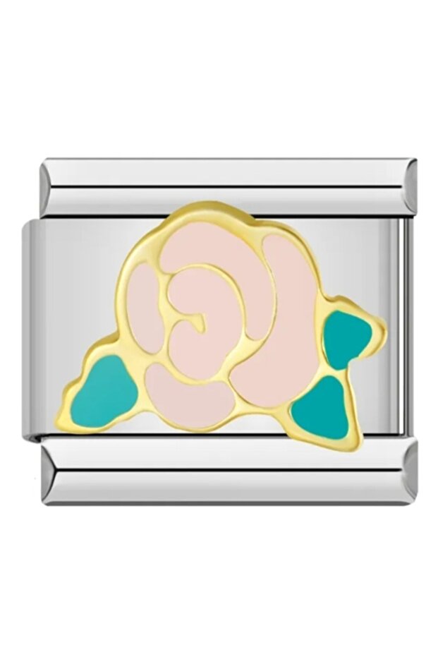 Italian Pink Rose Bracelet Charm