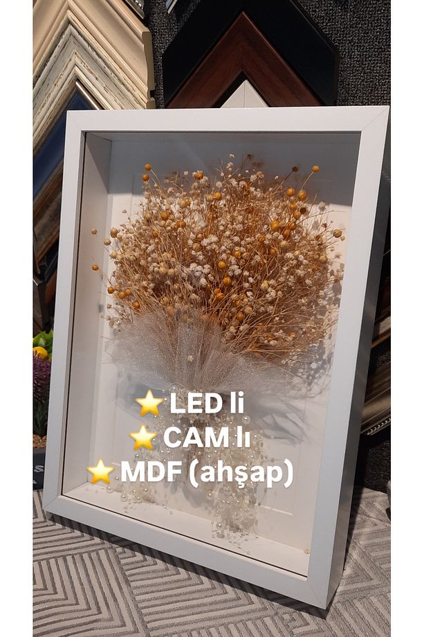 30x40x3 DÜZ camlı derinlikli anı çiçek çerçevesi gül kutusu - 1