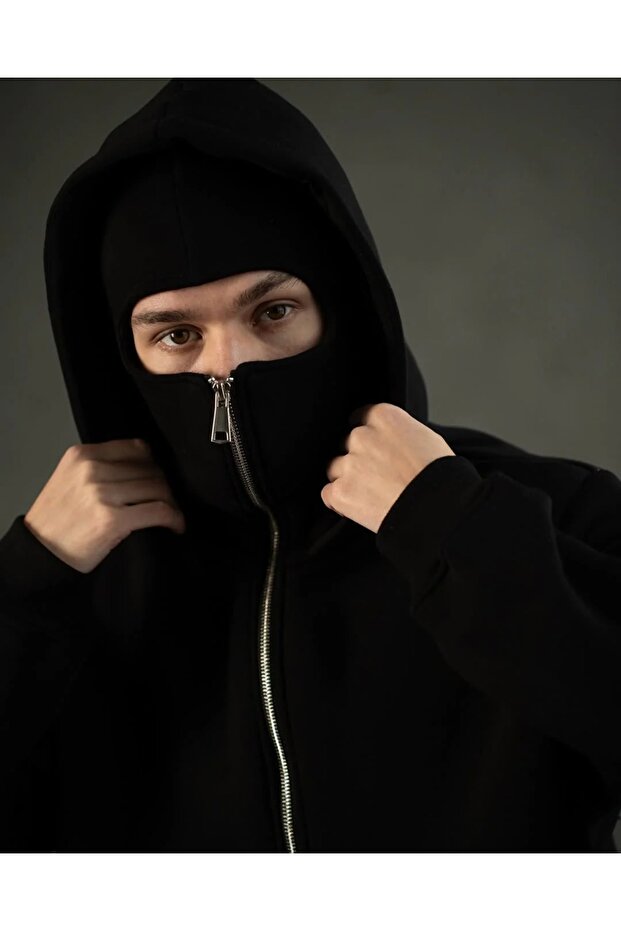 Snow Masked Ninja Unisex Sweatshirt Cardigan 2Strands Thick Fleece