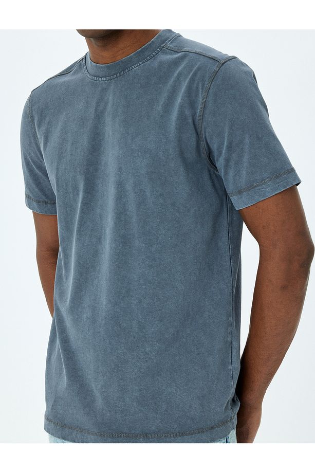 Pamuklu Kısa Kollu Regular Fit Bisiklet Yaka Basic Tişört - 5