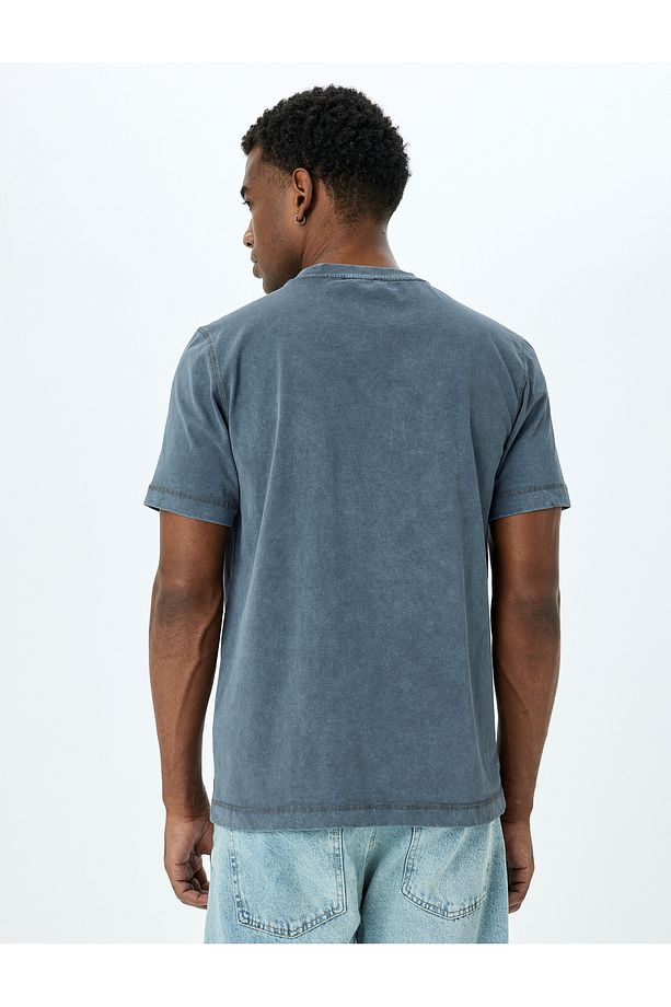 Pamuklu Kısa Kollu Regular Fit Bisiklet Yaka Basic Tişört - 4