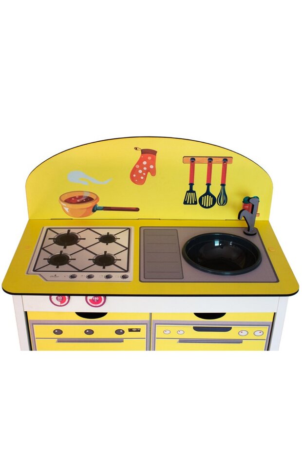 Ahşap Çocuk Mutfak Seti Sarı - 4