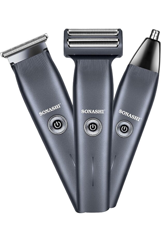 6-in-1 Rechargeable Hair Clipper Set - Trimmer/Shaver/Nose Trimmer Stainless Steel