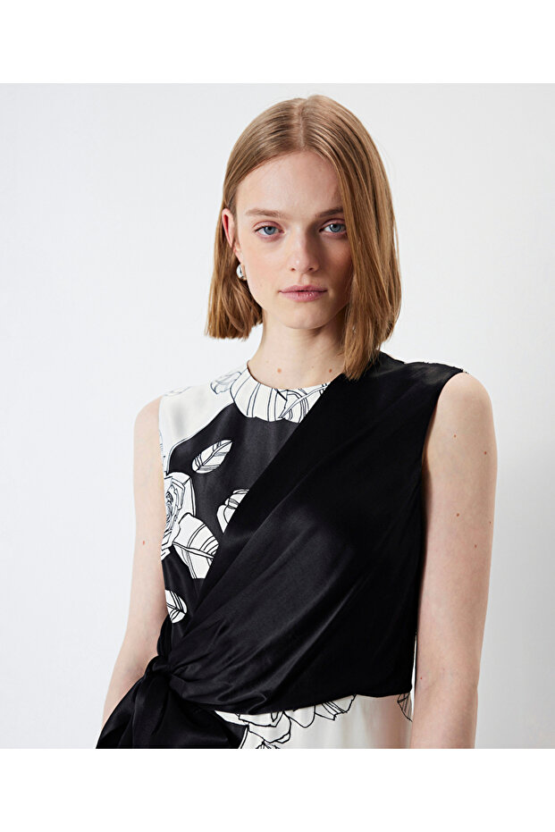 فستان منقوش برباط أمامي - 6